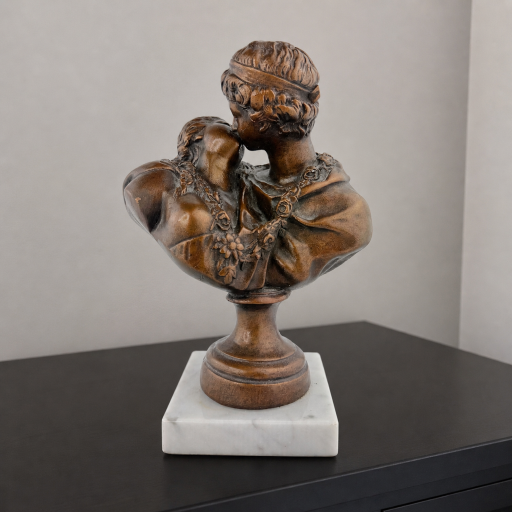 "The Kiss" Sculpture on Marble Base