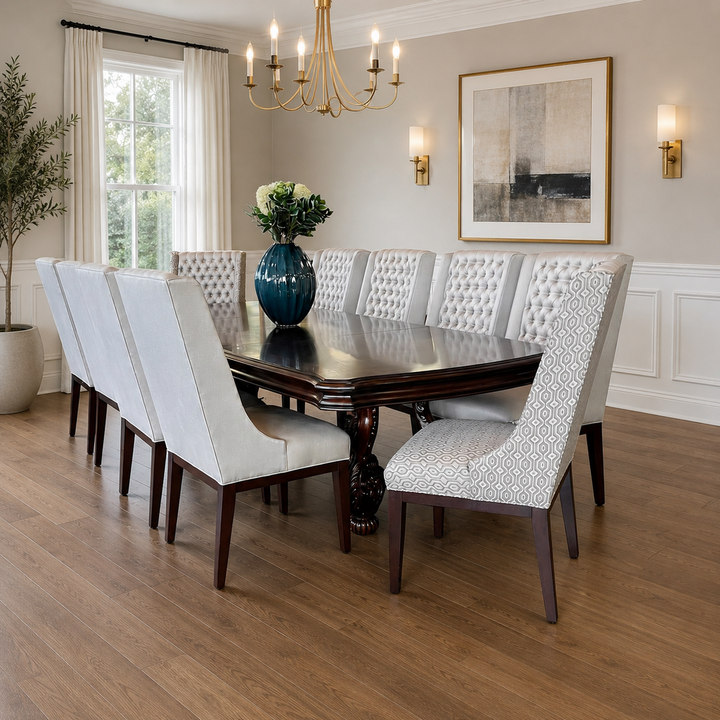 Orig Price $10000 - Dining Table w/ 12 Chairs & 2 Leaves