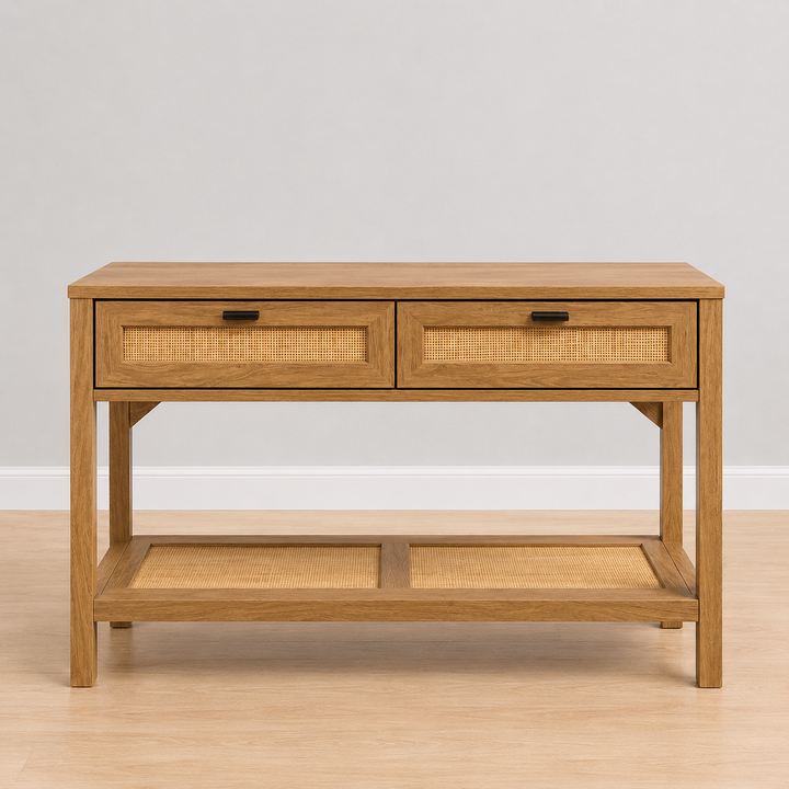 Coastal Cane Two-Drawer Sofa Table