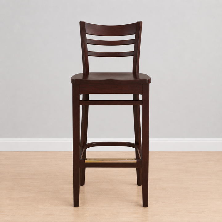 Ladderback Bar Stool with Brass Foot Rail