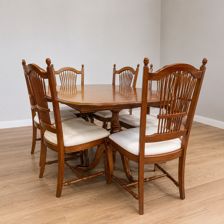 Windsor Dining Set with 6 Chairs and 3 Leaves