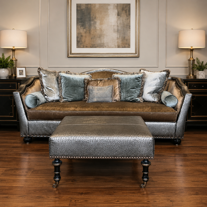 Orig Price $6000 - Sofa w/ Ottoman & Accent Pillows