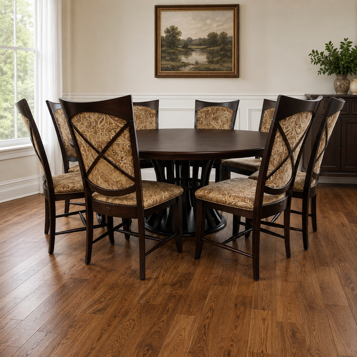 Round Dining Table W/ 8 Chairs