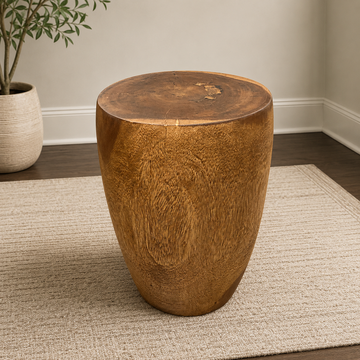Orig. Price $230 - Solid Wood Drum Accent Table