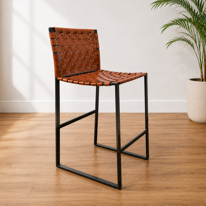 Orig. Price $522 - Woven Leather Counter Chair