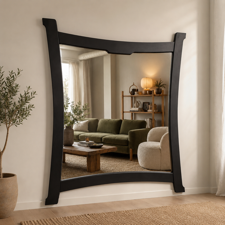 Large Mirror in Bowed Frame