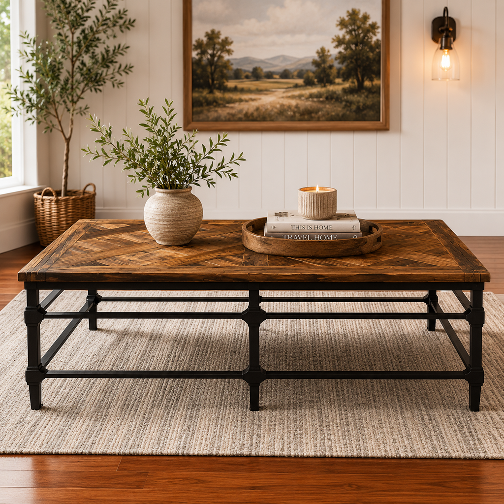 Orig, Price $1,800 - Reclaimed Wood Parquet Coffee Table