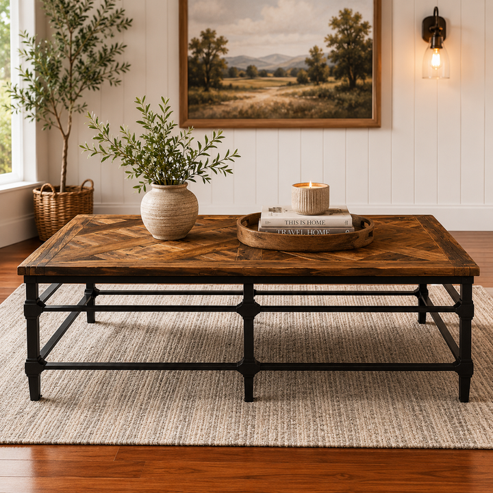 Orig, Price $1,800 - Reclaimed Wood Parquet Coffee Table