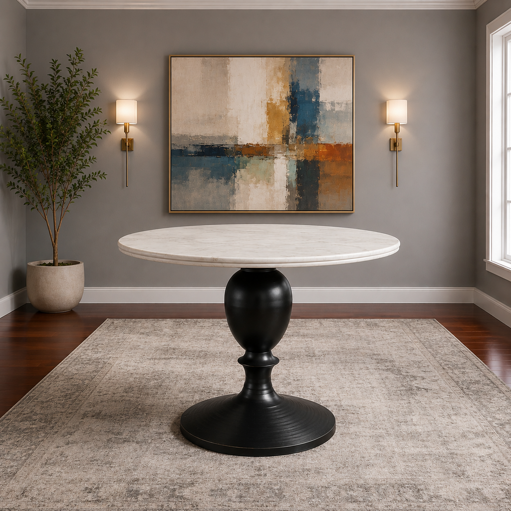 Orig. Price $1,200 - Chapman Dining Table w/ Round Marble Top