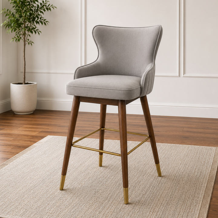 Leland Velour Upholstered Wingback Counter-height Stool