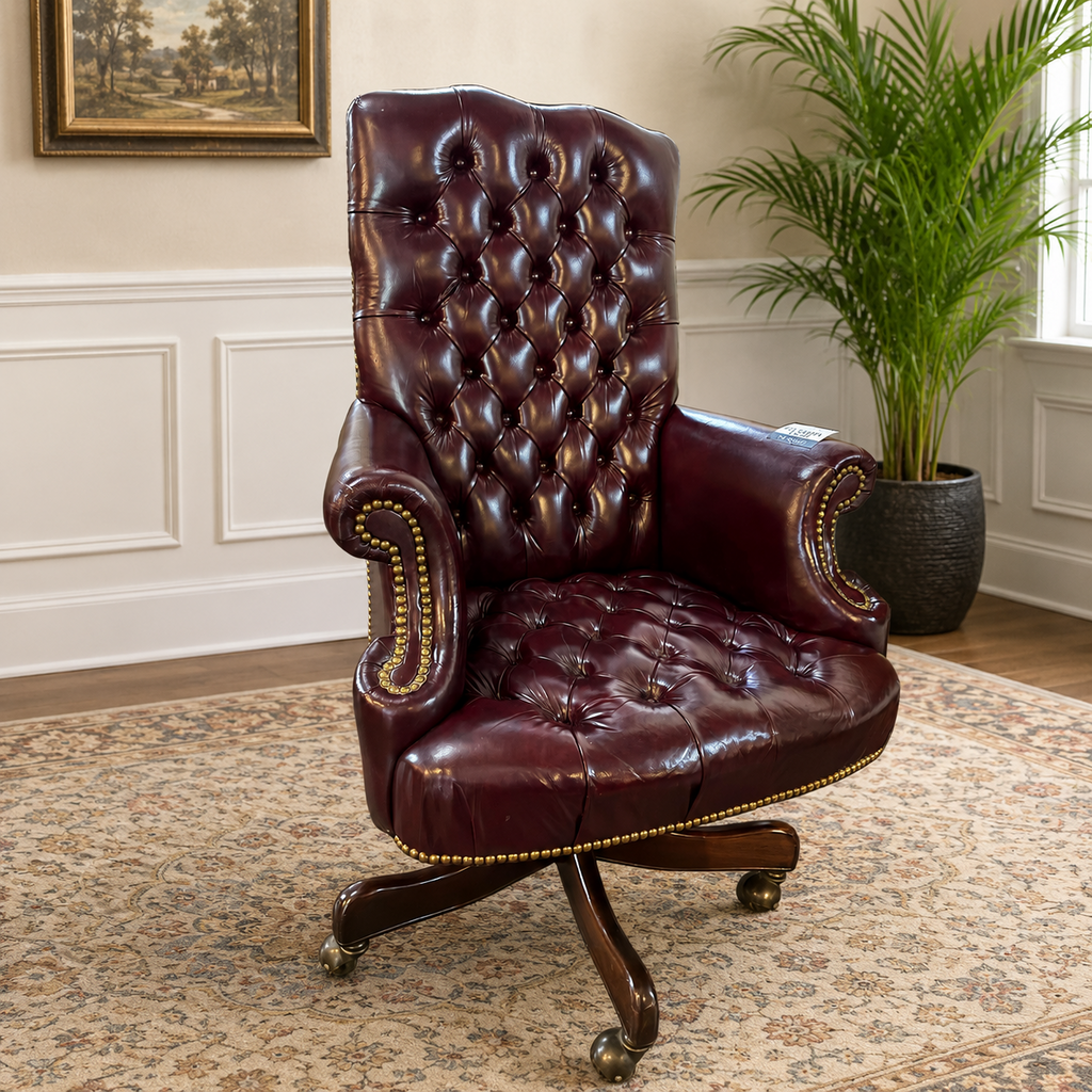 High Back Chesterfield Leather Office Chair