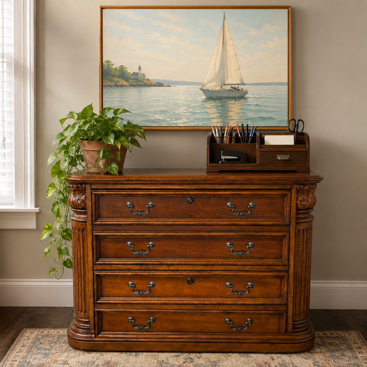 2 Drawer Solid Wood Filing Cabinet
