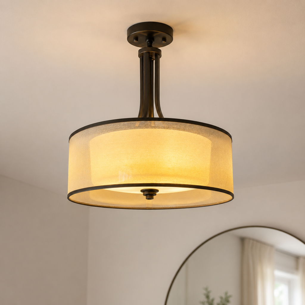 Orig. Price $433 - Semi-Flush Mount Drum Pendant Light