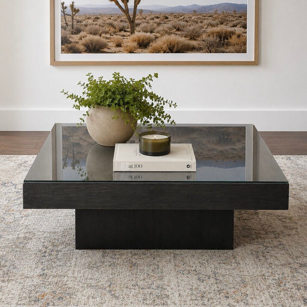 Orig. Price $685 - Wood Cocktail Table w/ Glass Top
