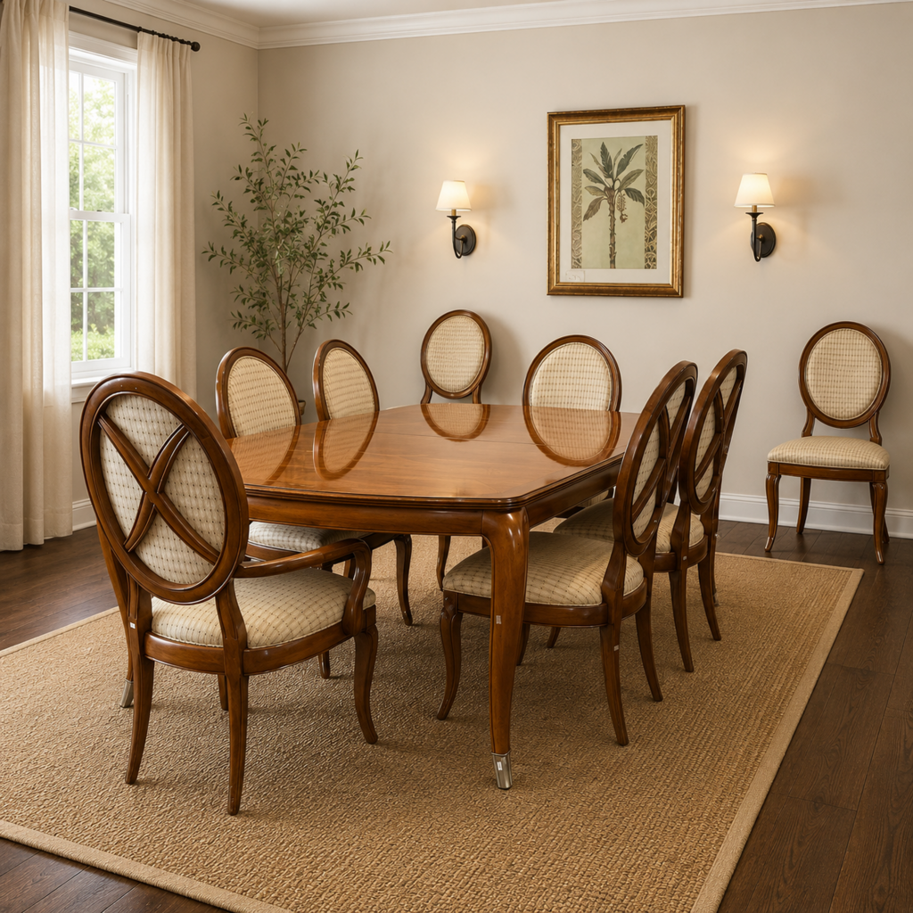 Orig. Price $5,699 - Bogart Dining Table w/ 8 Chairs & 2 Leaves