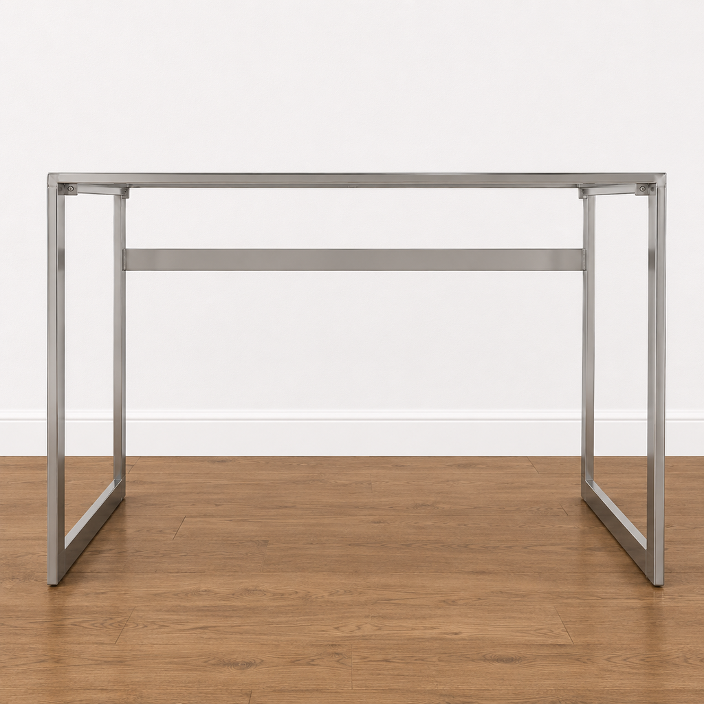Orig Price $250 - Chrome Writing Desk w/ Glass Top