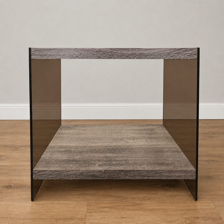 Orig Price $80 - Glass & Wood End Table