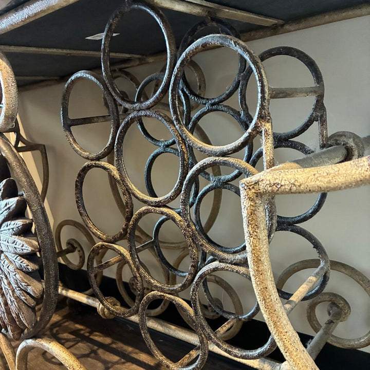 Orig. Price $1,200 - Wrought Iron Wine Rack w/ Mosaic Stone Top