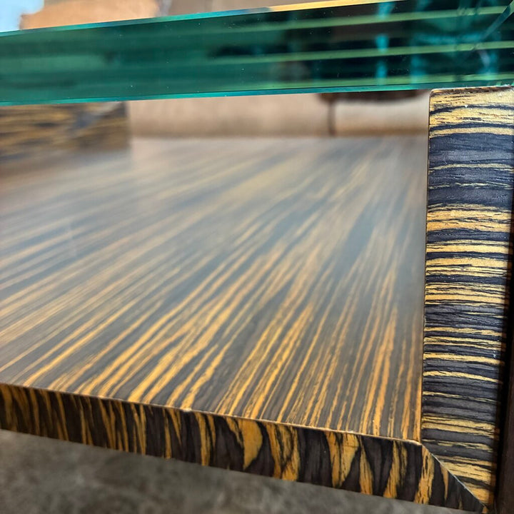 Orig. Price $8,000 - Modern Wood & Glass Cocktail Table