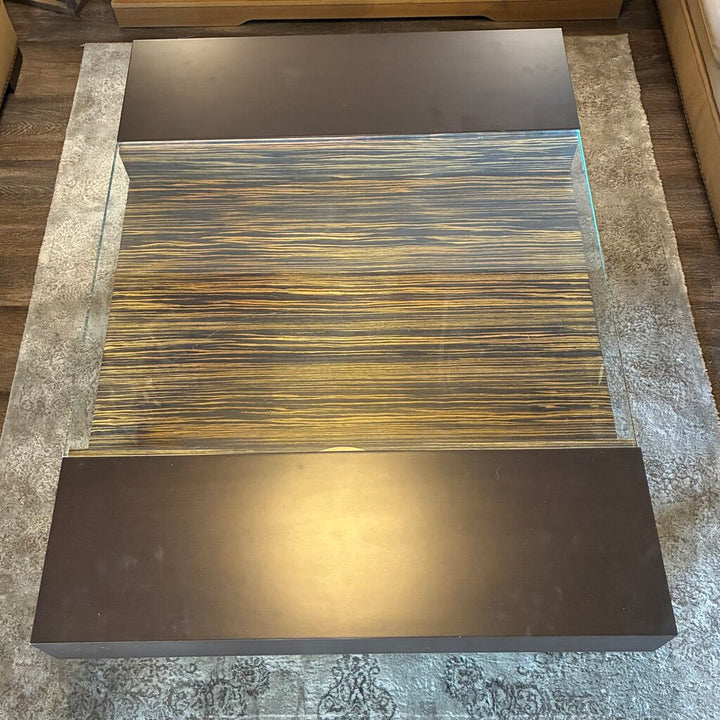 Orig. Price $8,000 - Modern Wood & Glass Cocktail Table