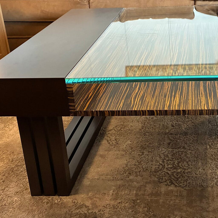 Orig. Price $8,000 - Modern Wood & Glass Cocktail Table