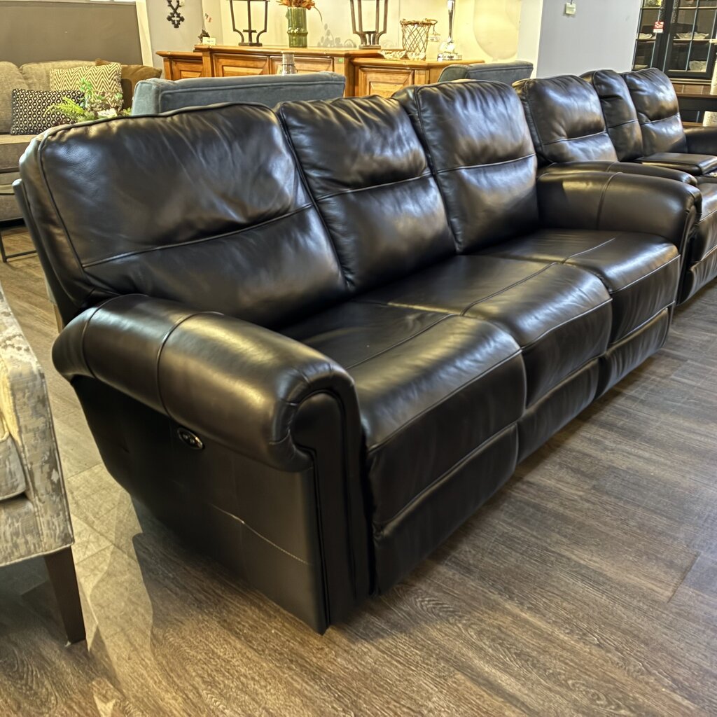 Leather Roll Arm Power Reclining Sofa
