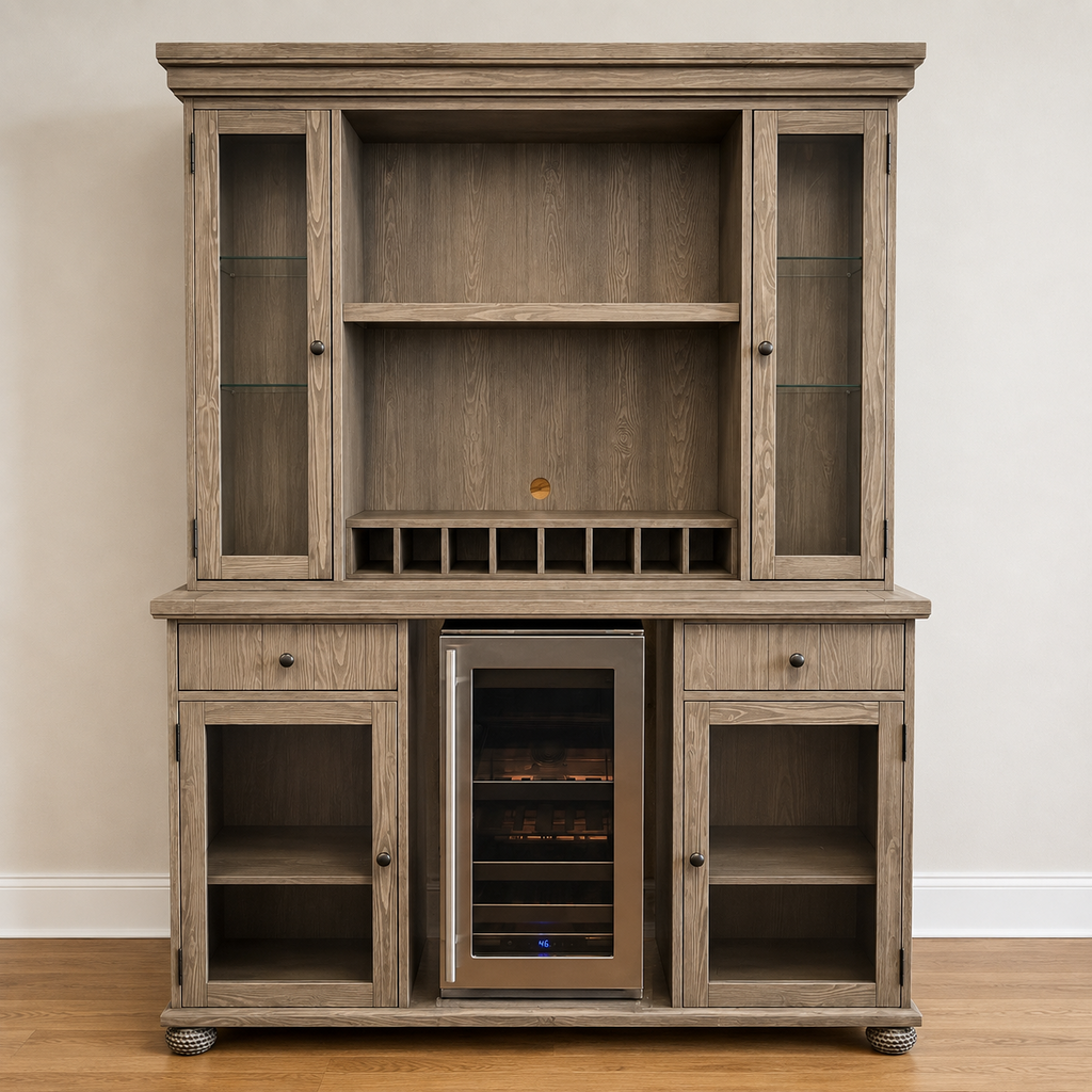 Orig Price $2200 - Back Bar Hutch w/ Wine Fridge