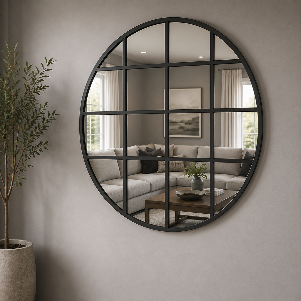 Round Grid Mirror