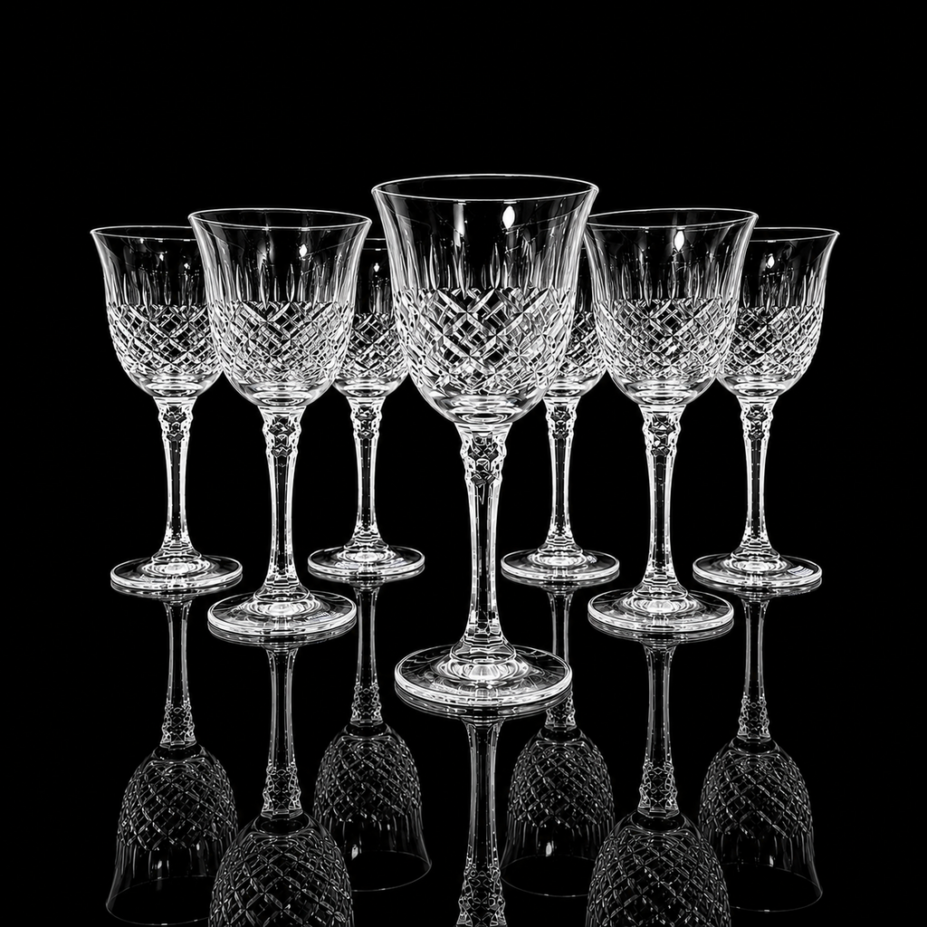 Vintage King Richard Crystal Wine Glasses (Set of 8)