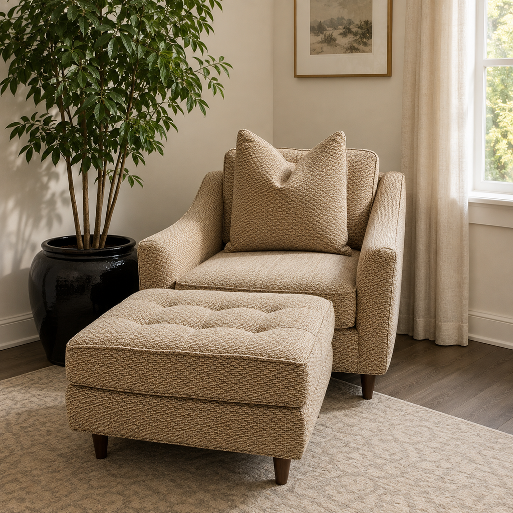 Orig. Price $2,199 - Tweed Alchemy Chair w/ Ottoman