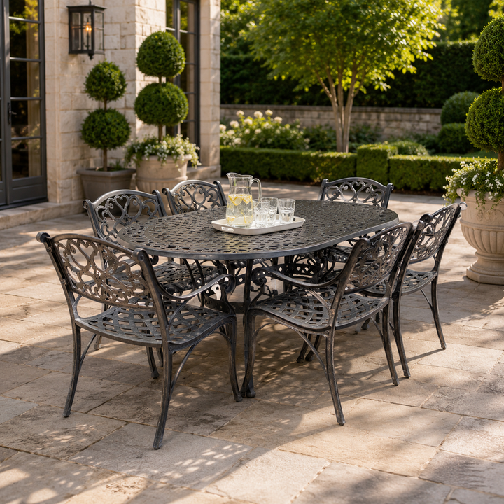 Sanibel Cast Aluminum Patio Table w/ 6 Chairs