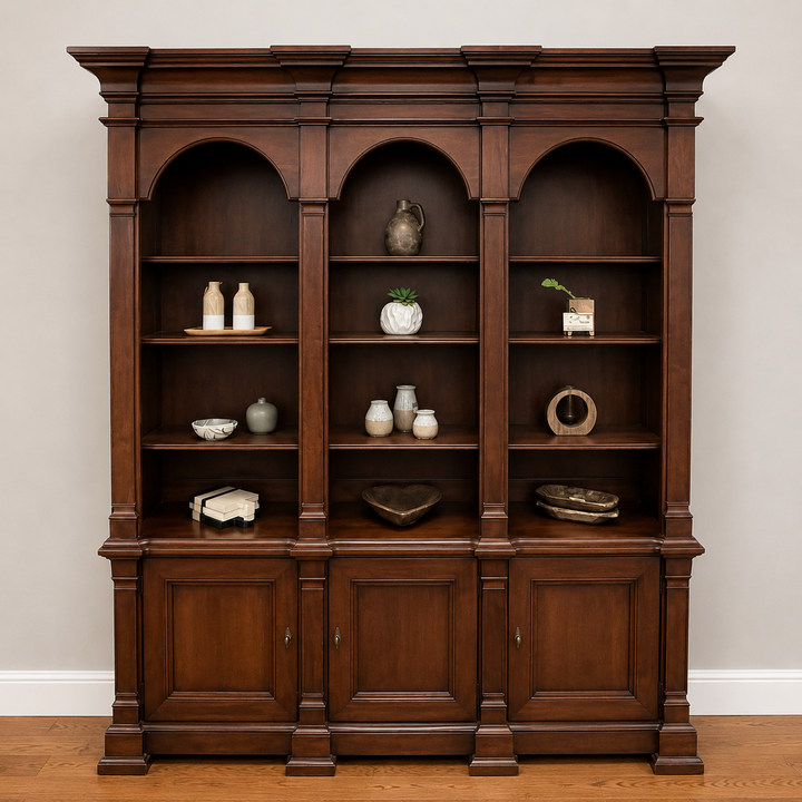 Orig. Price $2,265 - Traditional-style Solid Wood Bookcase w/ L:ight - Working Condition