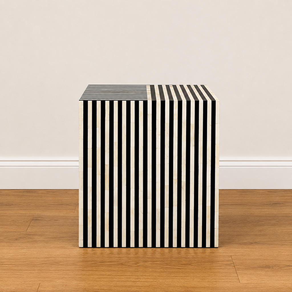 Orig Price $519 - Zuri Bone Inlay Block Side Table