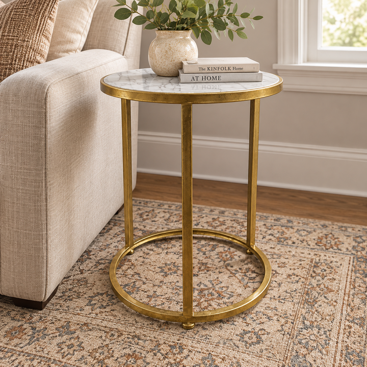 Stone Top Round Side Table