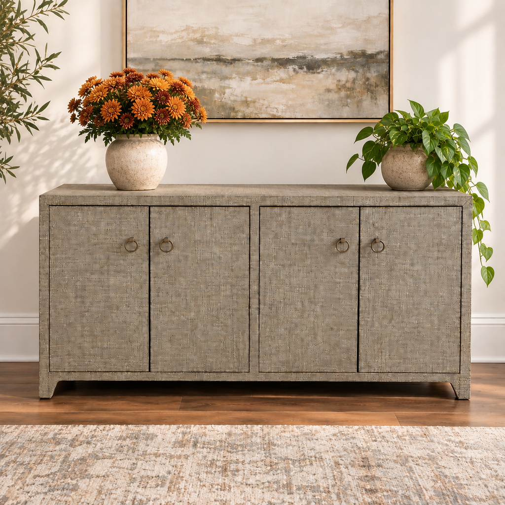 Orig Price $2669 - Bar Harbor 4 Door Raffia Sideboard