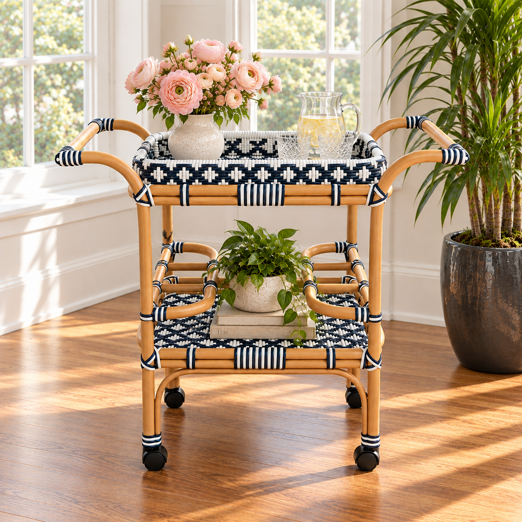 Orig. Price $1,169 - Selena Rattan Serving Cart