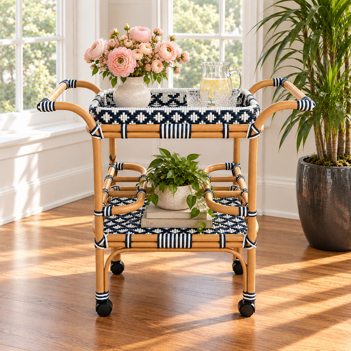 Orig. Price $1,169 - Selena Rattan Serving Cart