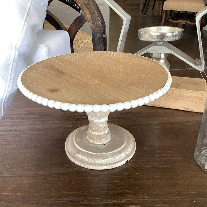 Wood Tiered Stand w/Beaded Accent