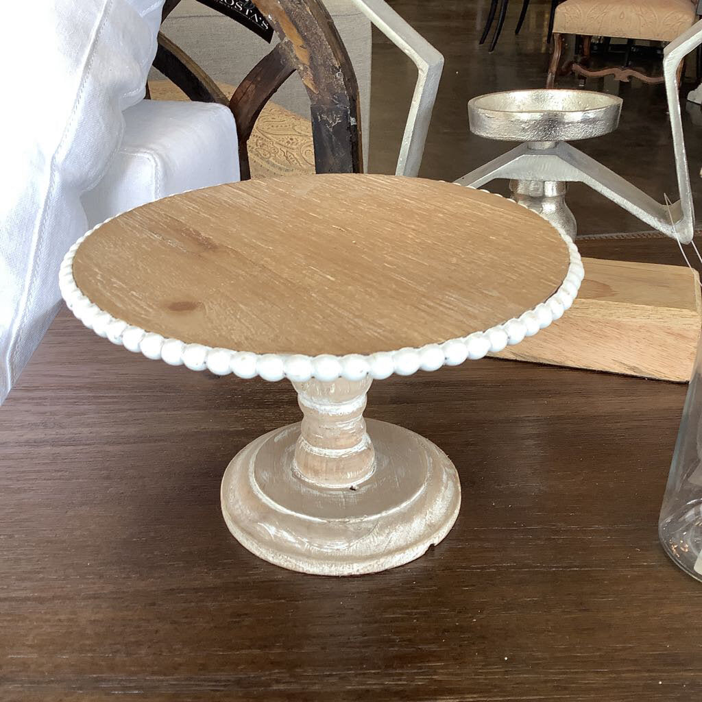 Wood Tiered Stand w/Beaded Accent