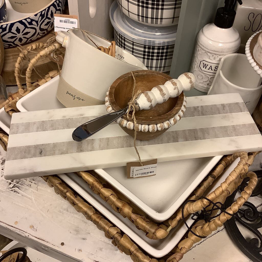 Marble Board Wood Bowl Set