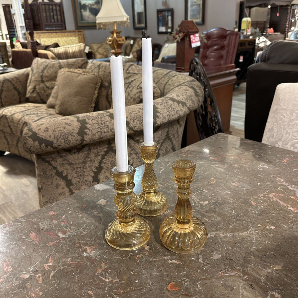 Maybelle Amber Taper Candlestick