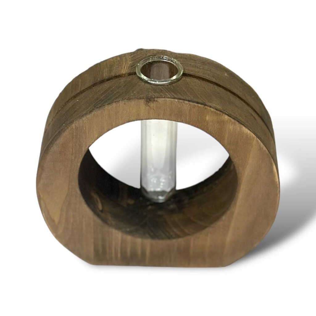 Wood Glass Tube Vase Holder