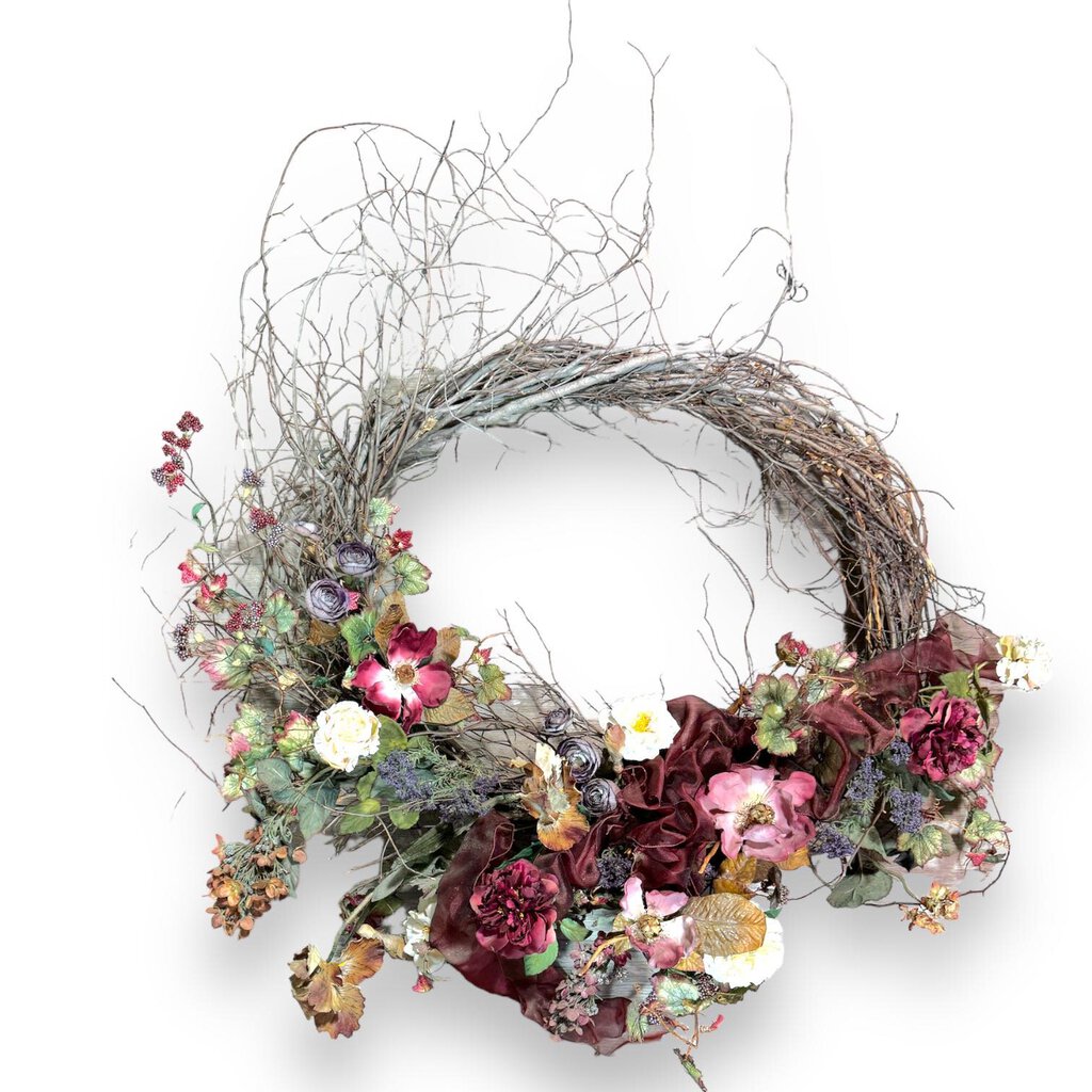 Orig Price $350 - Extra Large Custom Silk Flower and Branch Wreath