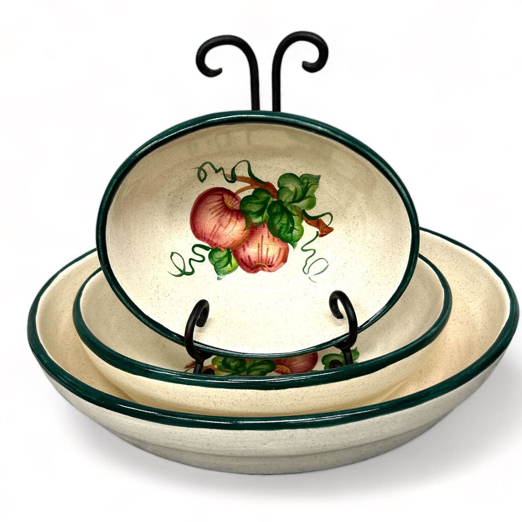Set of 3 Pottery Bowls -Tomato