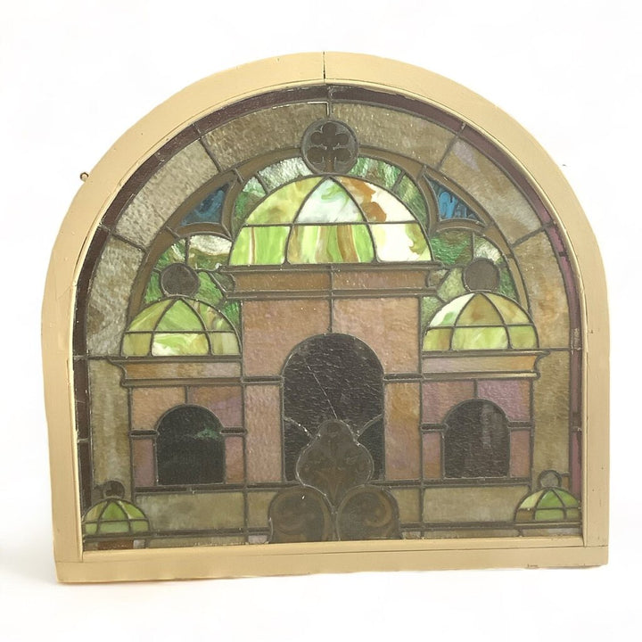 Antique Arched Stained Glass Window