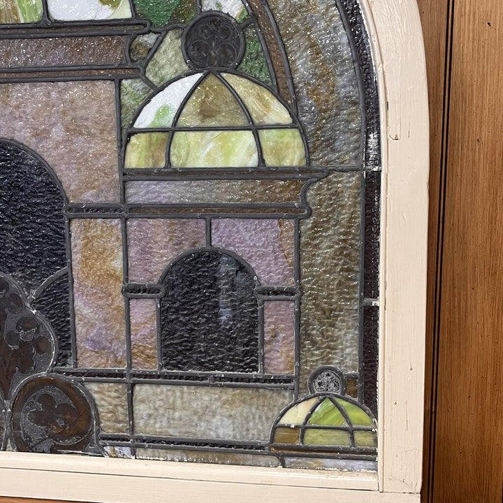 Antique Arched Stained Glass Window