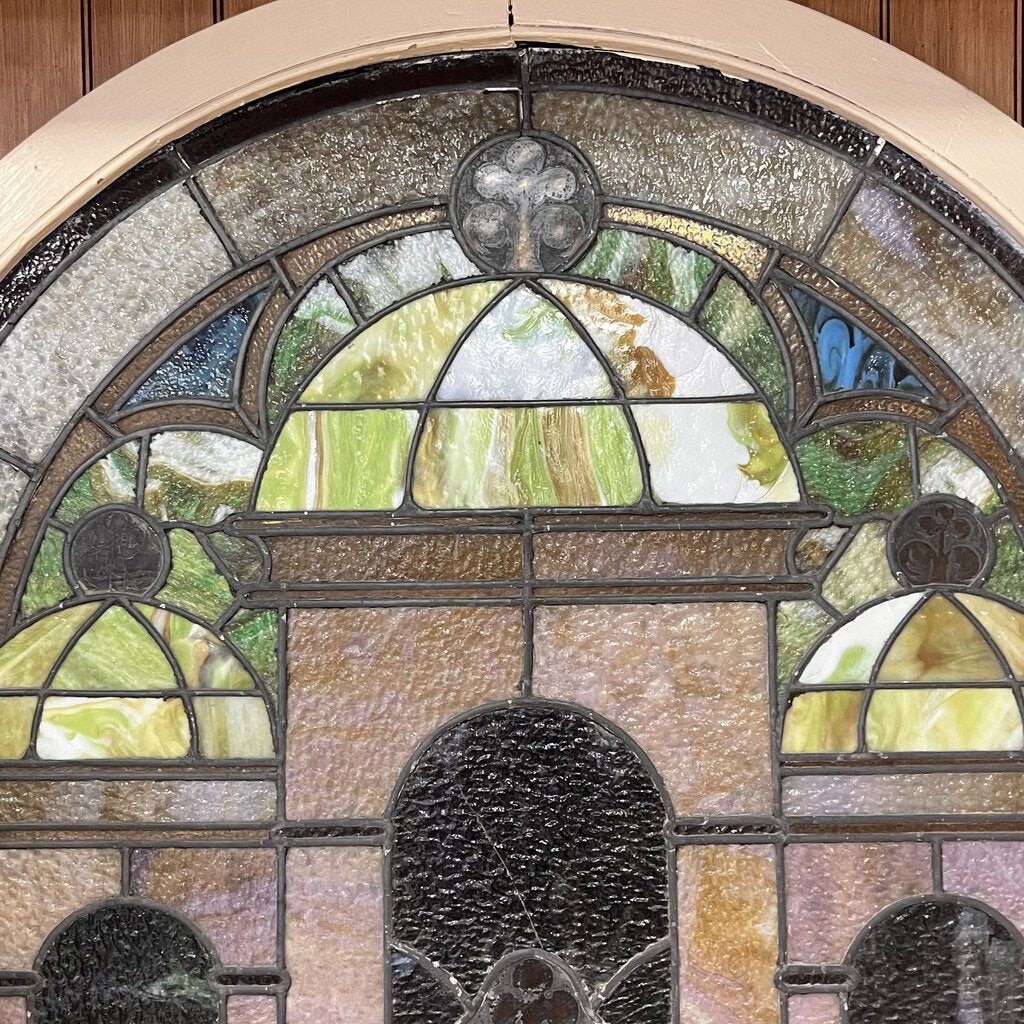 Antique Arched Stained Glass Window