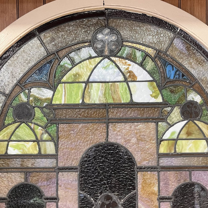Antique Arched Stained Glass Window