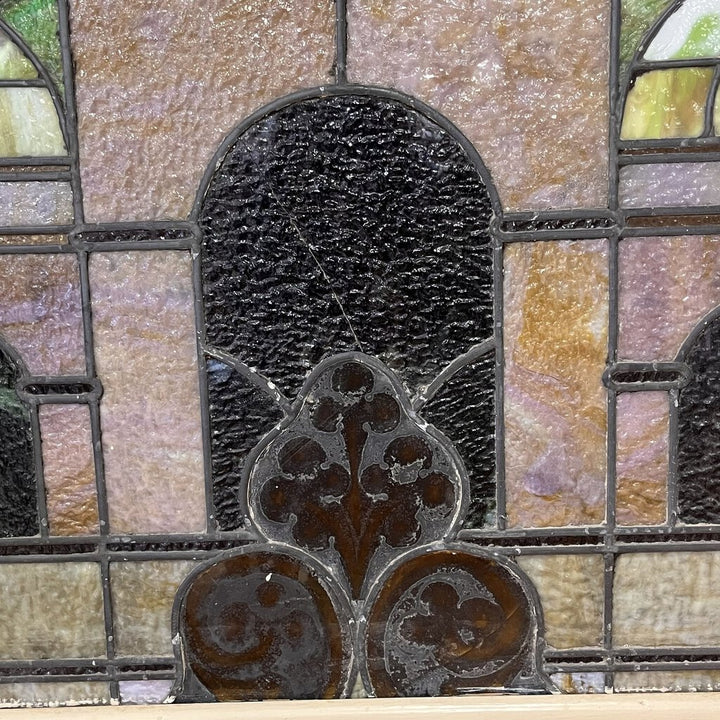 Antique Arched Stained Glass Window
