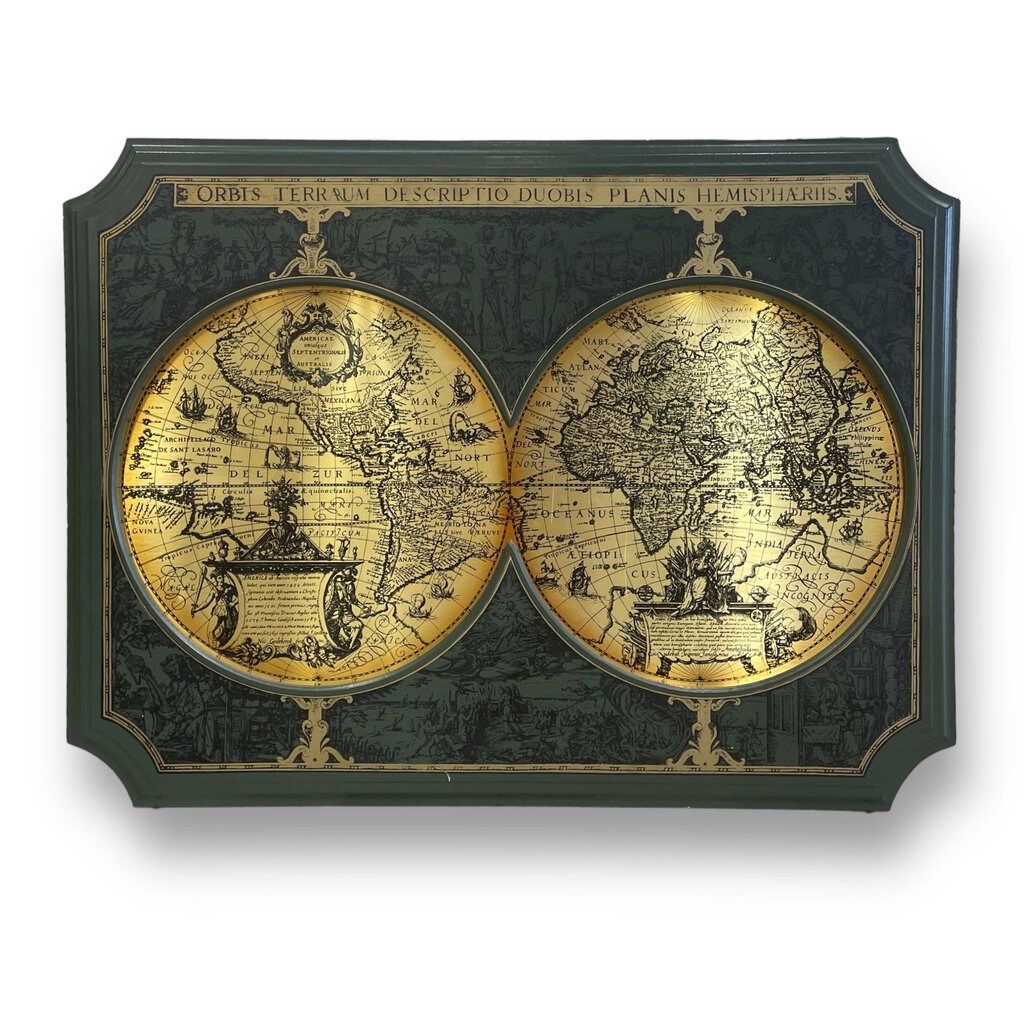 Vintage Brass Old World Map